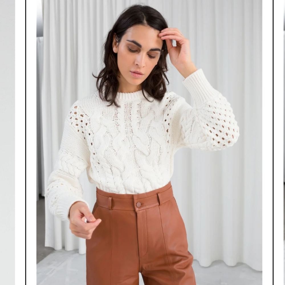 & Other Stories cropped cable knit cardigan